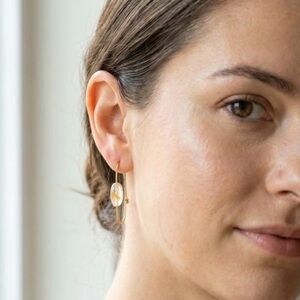 Elegant Kendra Scott Gold Hoop Earrings with Natural Citrine Gemstone Accent